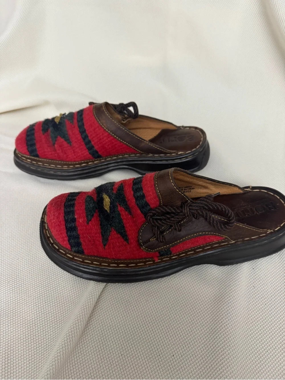 Børn Handcrafted Southwestern Wool Aztec Print Leather Clogs Mules Size -US 13